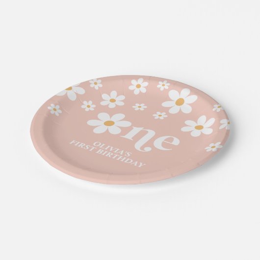 Daisy floral 1. Geburtstag Pappteller (Schrägansicht)