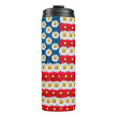 Daisy Floral American Flag USA Desk Table Lamp Thermosbecher (Vorderseite)