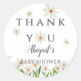 Daisy Floral Baby Shower Gevor Runder Aufkleber