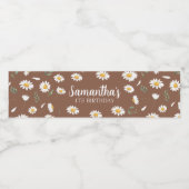  Daisy Floral Birthday Water Bottle Label  Wasserflaschenetikett (Einzelnes Label)