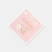 Daisy Floral Blush Wild One Girl 1st Birthday Serviette (Ecke)