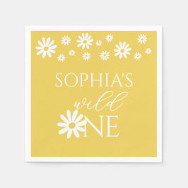 Daisy Floral Blush Wild One Girl 1st Birthday Serviette