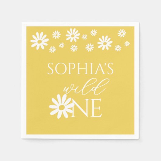 Daisy Floral Blush Wild One Girl 1st Birthday Serviette (Vorderseite)