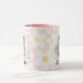 Daisy floral boho Retro-Foto gürtelgelb Tasse (Zentrum)