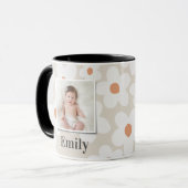 Daisy floral boho retro Foto natürliches orange ch Tasse (Vorderseite Links)