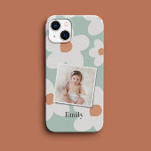 Daisy floral boho retro orange blaues Foto Case-Mate iPhone Hülle