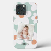 Daisy floral boho retro orange blaues Foto Case-Mate iPhone Hülle (Rückseite)