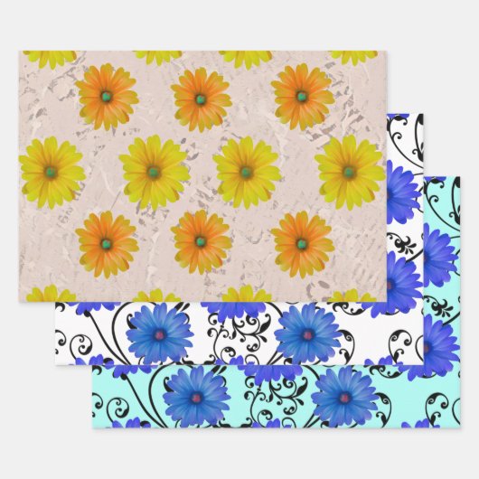 Daisy floral bouquet geschenkpapier set (Set)