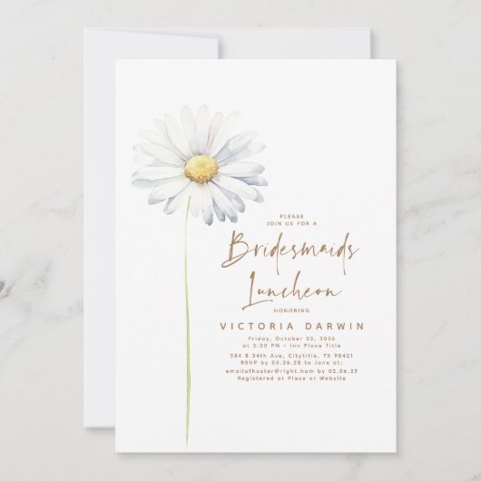 Daisy Floral Bridesmaids Luncheon Brautparty Einladung (Vorderseite)