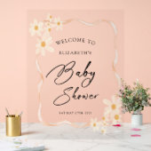 Daisy Floral Brown Babydusche Begrüßungszeichen Acrylschild (Hochzeit)