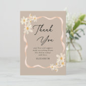 Daisy Floral Brown Babydusche Dankeskarte (Stehend Vorderseite)