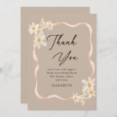 Daisy Floral Brown Babydusche Dankeskarte (Vorne/Hinten)