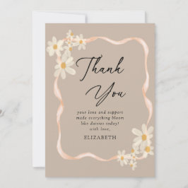 Daisy Floral Brown Babydusche Dankeskarte