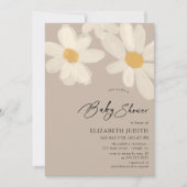 Daisy Floral Brown Babydusche Einladung (Vorderseite)