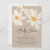 Daisy Floral Brown Babydusche Einladung (Vorderseite)