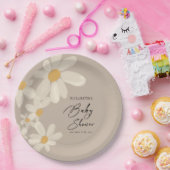 Daisy Floral Brown Babydusche Pappteller (Party)