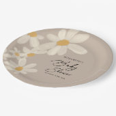 Daisy Floral Brown Babydusche Pappteller (Schrägansicht)