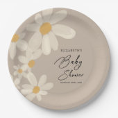 Daisy Floral Brown Babydusche Pappteller (Vorderseite)