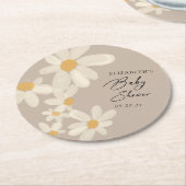 Daisy Floral Brown Babydusche Runder Pappuntersetzer (Angewinkelt)