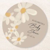 Daisy Floral Brown Babydusche Runder Pappuntersetzer (Vorderseite)