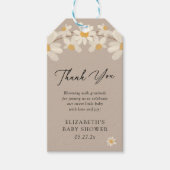 Daisy Floral Brown Babydusche Vielen Dank Geschenkanhänger (Vorderseite)
