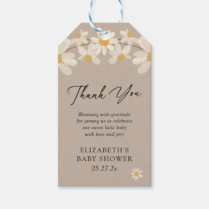 Daisy Floral Brown Babydusche Vielen Dank Geschenkanhänger