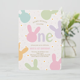 Daisy Floral Bunny 1. Geburtstag Einladung