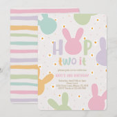 Daisy Floral Bunny 2. Geburtstag Einladung (Vorne/Hinten)