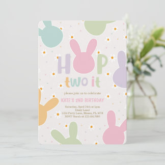 Daisy Floral Bunny 2. Geburtstag Einladung