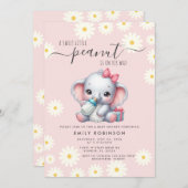 Daisy Floral Elefant mit Milchsäulendusche Einladung (Vorne/Hinten)