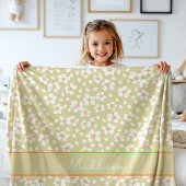 Daisy Floral Girls Individuelle Name Fleece Blanke
