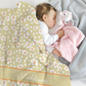 Daisy Floral Girls Individuelle Name Fleece Blanke