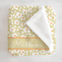 Daisy Floral Girls Individuelle Name Fleece Blanke
