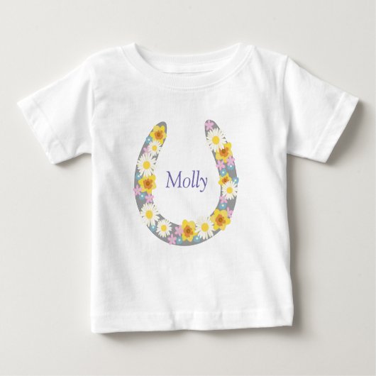 Daisy Floral Horse Shoe Garery Baby T-shirt (Vorderseite)