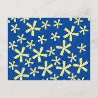 Daisy Floral Illustration Gelb und Blau