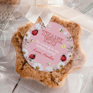 Daisy Floral Kleiner Liebeskäfer Geburtstagsfeier Runder Aufkleber
