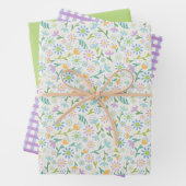 Daisy Floral & Lila Gingham Geschenkpapier Set (Beispiel)