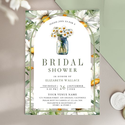 Daisy Floral Mason Jar Bridal Shower Acryleinladungen