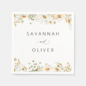 Daisy Floral Name oder Monogram Napkins Serviette (Vorderseite)