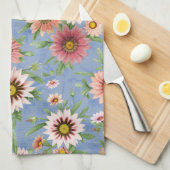 Daisy Floral on Blue Geschirrtuch (Viertel Falte)