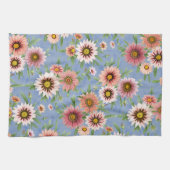 Daisy Floral on Blue Geschirrtuch (Horizontal)