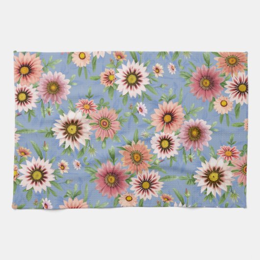 Daisy Floral on Blue Geschirrtuch (Horizontal)