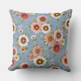Daisy Floral on Blue Kissen