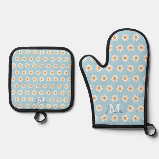 Daisy Floral Oven Mitt & Pot Holder Set (Vorderseite)