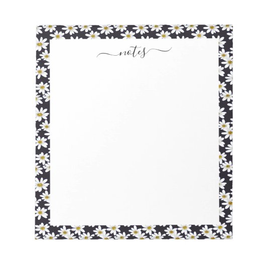 Daisy Floral Pattern Border Notizblock (Vorderseite)