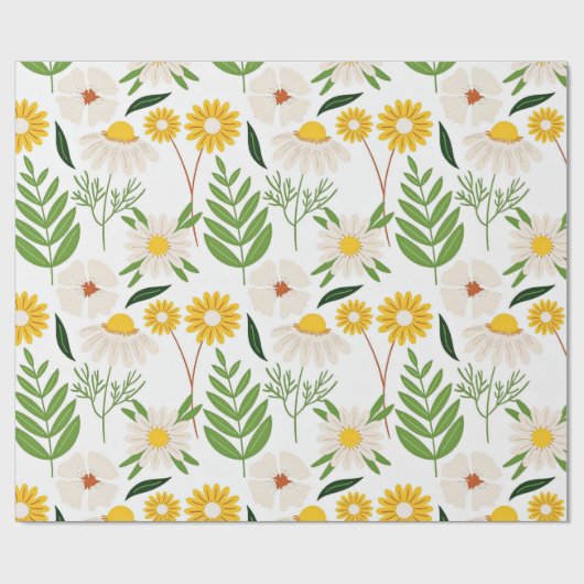 Daisy Floral Pattern Geschenkpapier (Flach)