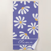 Daisy Floral Periwinkle Monogram Beach Handtuch (Vorderseite)