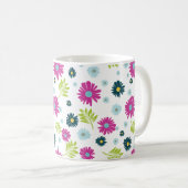 Daisy Floral Pink Blue Green Leaf Muster Kaffeetasse (VorderseiteRechts)