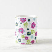 Daisy Floral Pink Blue Green Leaf Muster Kaffeetasse (Mittel)