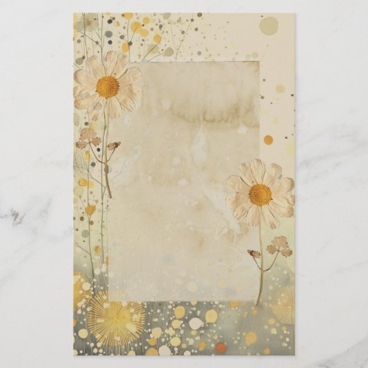 Daisy Floral Pressed Blume Briefpapier (Vorderseite)